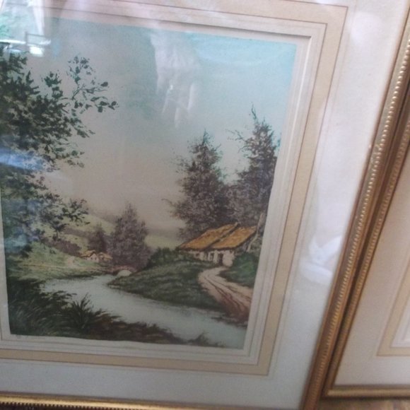 vintage framed etching prints.by Pierre set of 2 - Picture 2 of 8